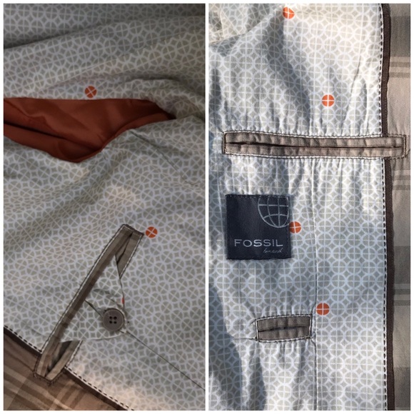 Fossil Men’s Tan & Brown Plaid “Silver Lining” Jacket Size Large - Picture 8 of 8